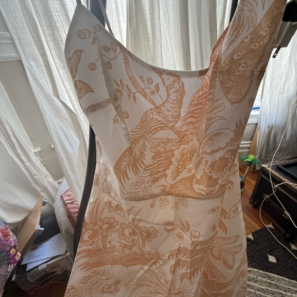 STAUD Spaghetti Strap Dress - Cream and Tan - Picture 9 of 10